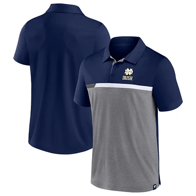 Polo Fanatics pour hommes bleu marine/gris chiné Notre Dame Fighting Irish Split Block Color