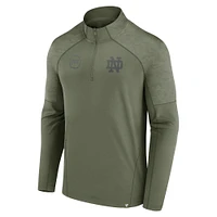 Men's Fanatics Olive Notre Dame Fighting Irish OHT Military Appreciation Titan Raglan Quarter-Zip Jacket