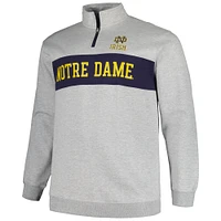 Men's Profile Heather Gray Notre Dame Fighting Irish Big & Tall Fleece Quarter-Zip Jacket