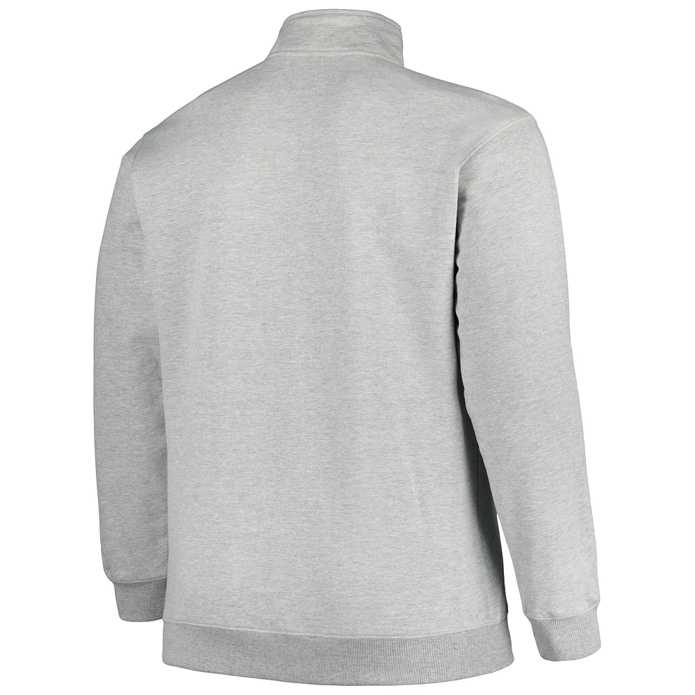 Men's Profile Heather Gray Notre Dame Fighting Irish Big & Tall Fleece Quarter-Zip Jacket