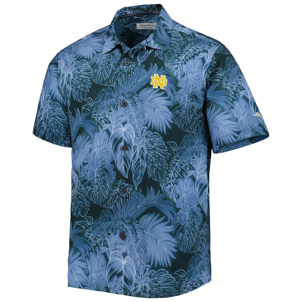 Men's Tommy Bahama Navy Notre Dame Fighting Irish Big & Tall Coast Luminescent Fronds IslandZone Button-Up Camp Shirt
