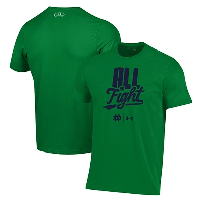 T-shirt vert Under Armour Notre Dame Fighting Irish All Fight pour hommes