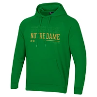 Men's Under Armour Kelly Green Notre Dame Fighting Irish 2024 Sideline Wordmark Rival Pullover Hoodie