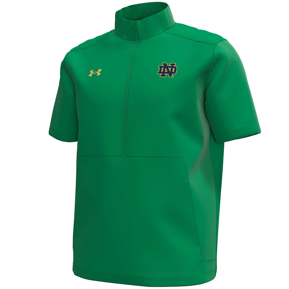 Men's Under Armour Kelly Green Notre Dame Fighting Irish Motivate Quarter-Zip Short Sleeve Top