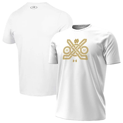 T-shirt de hockey blanc Under Armour pour homme Notre Dame Fighting Irish Ireland