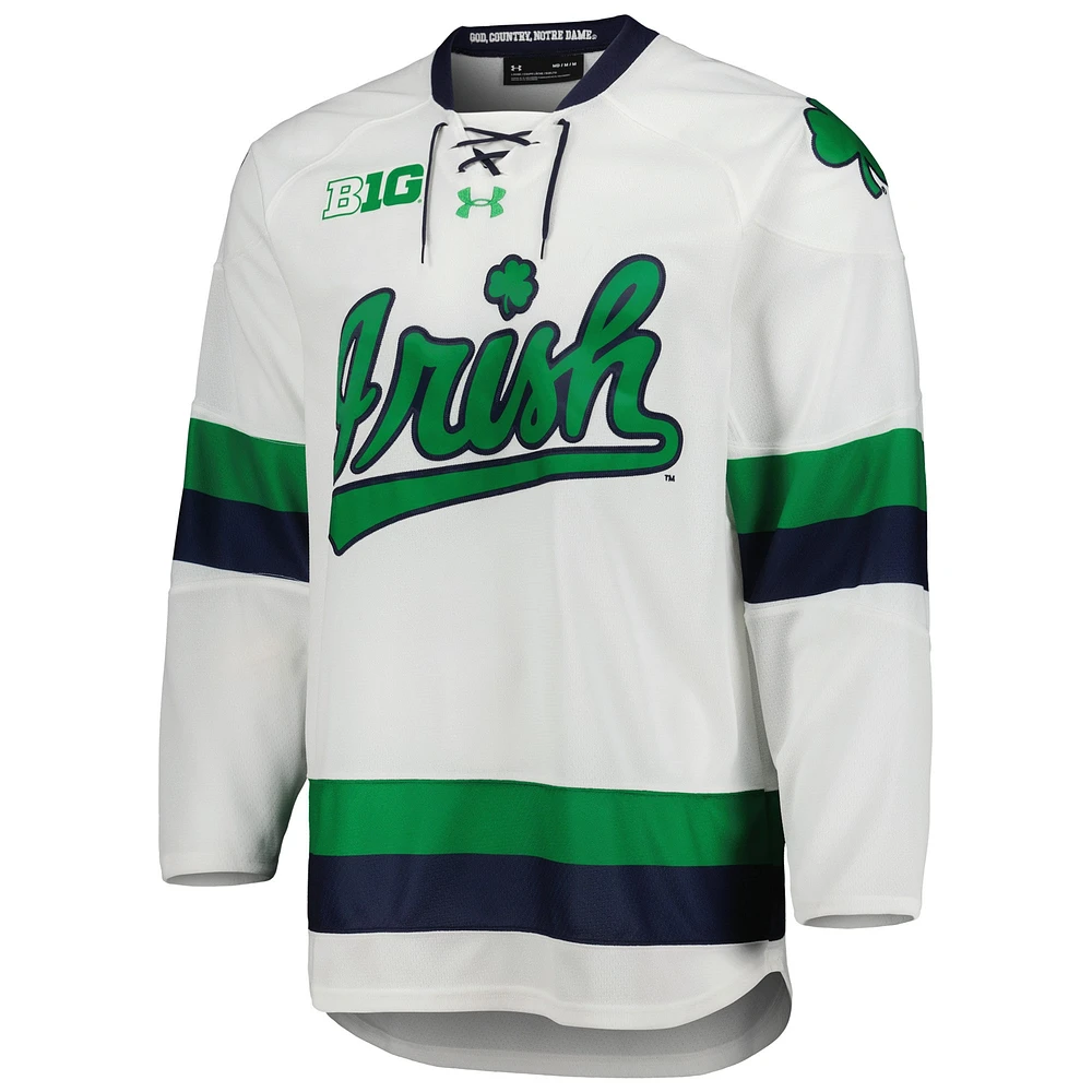 Men's Under Armour White Notre Dame Fighting Irish Team Replica Hockey Jersey