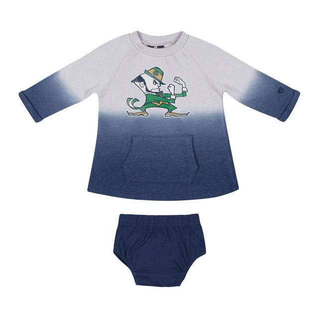 Nouveau-né et bébé Colosseum Gris/Marine Notre Dame Fighting Irish Hand Ombre Dress & Bloomers Set