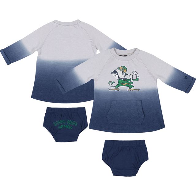 Nouveau-né et bébé Colosseum Gris/Marine Notre Dame Fighting Irish Hand Ombre Dress & Bloomers Set