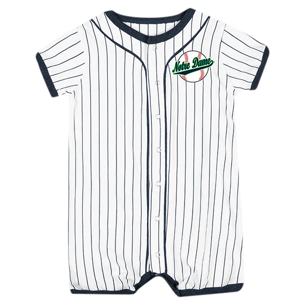 Newborn & Infant Colosseum White Notre Dame Fighting Irish Pinstripe Dusty Romper