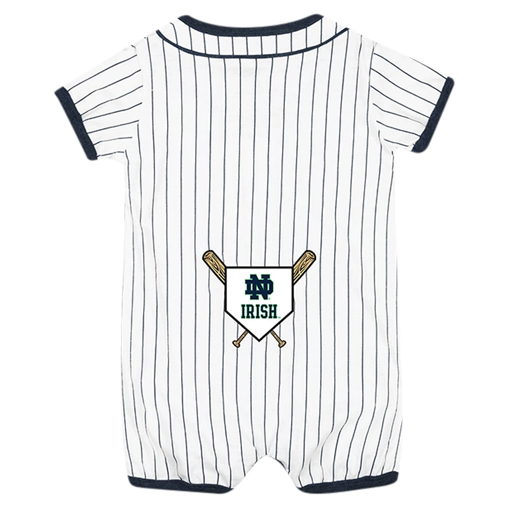 Newborn & Infant Colosseum White Notre Dame Fighting Irish Pinstripe Dusty Romper