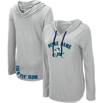 Colisée gris chiné pour femme Notre Dame Fighting Irish My Lover T-shirt léger à capuche manches longues