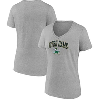 Women's Fanatics Heather Gray Notre Dame Fighting Irish Campus V-Neck T-Shirt
