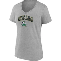 Women's Fanatics Heather Gray Notre Dame Fighting Irish Campus V-Neck T-Shirt