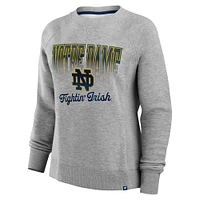 Women's Fanatics Heather Gray Notre Dame Fighting Irish Training Camp Hit Hard Fleece Pullover Sweatshirt