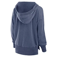 Women's Fanatics  Navy Notre Dame Fighting Irish Initiative Snow Wash French Terry V-Neck Pullover Hoodie