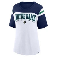 T-shirt gagnant fondamental blanc Fanatics pour femmes Fighting Irish Color-Block