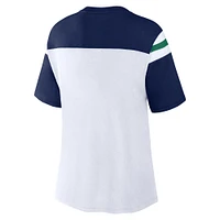 T-shirt gagnant fondamental blanc Fanatics pour femmes Fighting Irish Color-Block