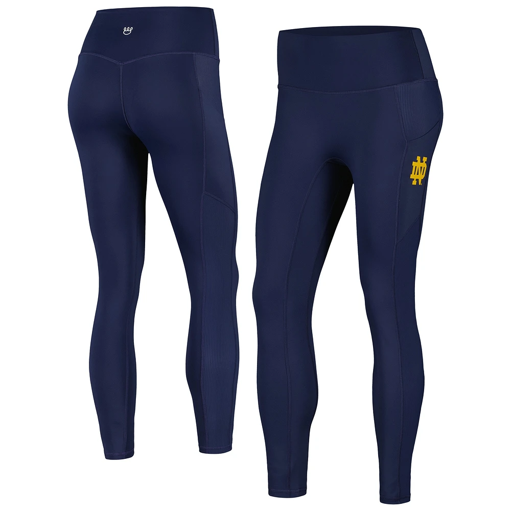 Notre Dame Fighting Irish 7/8 Ribbed Pocket iLeggings pour femme bleu marine