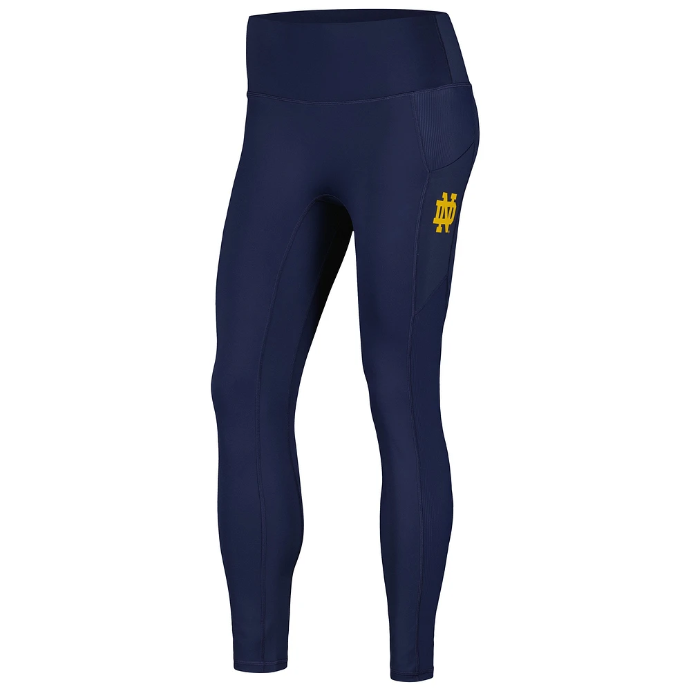 Notre Dame Fighting Irish 7/8 Ribbed Pocket iLeggings pour femme bleu marine