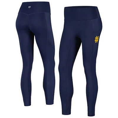 Notre Dame Fighting Irish 7/8 Ribbed Pocket iLeggings pour femme bleu marine