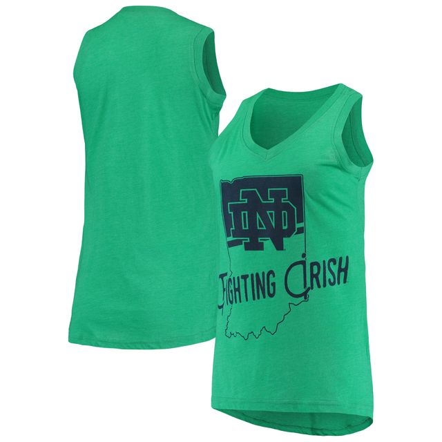 Débardeur Pressbox vert chiné Notre Dame Fighting Irish Ferris Melange à encolure en V pour femme