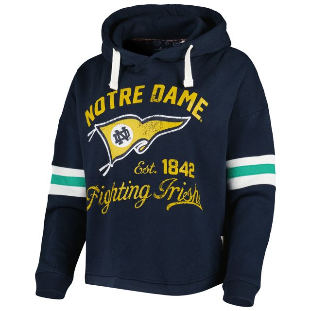 Sweat à capuche Pressbox Notre Dame Fighting Irish Super Pennant bleu marine pour femme