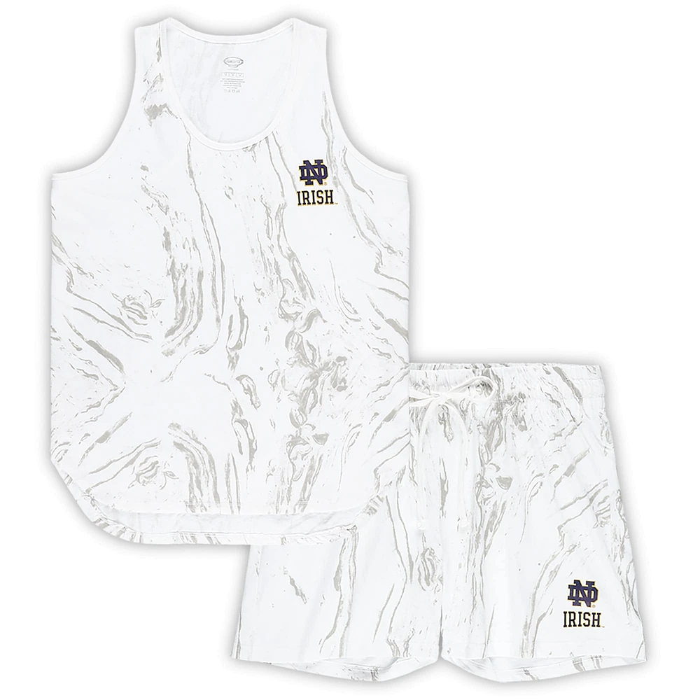 Profil pour femme - Ensemble débardeur et short en marbre blanc Notre Dame Fighting Irish grande taille