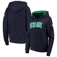 Sweat à capuche zippé pour femme Stadium Athletic Navy Notre Dame Fighting Irish Arched Name