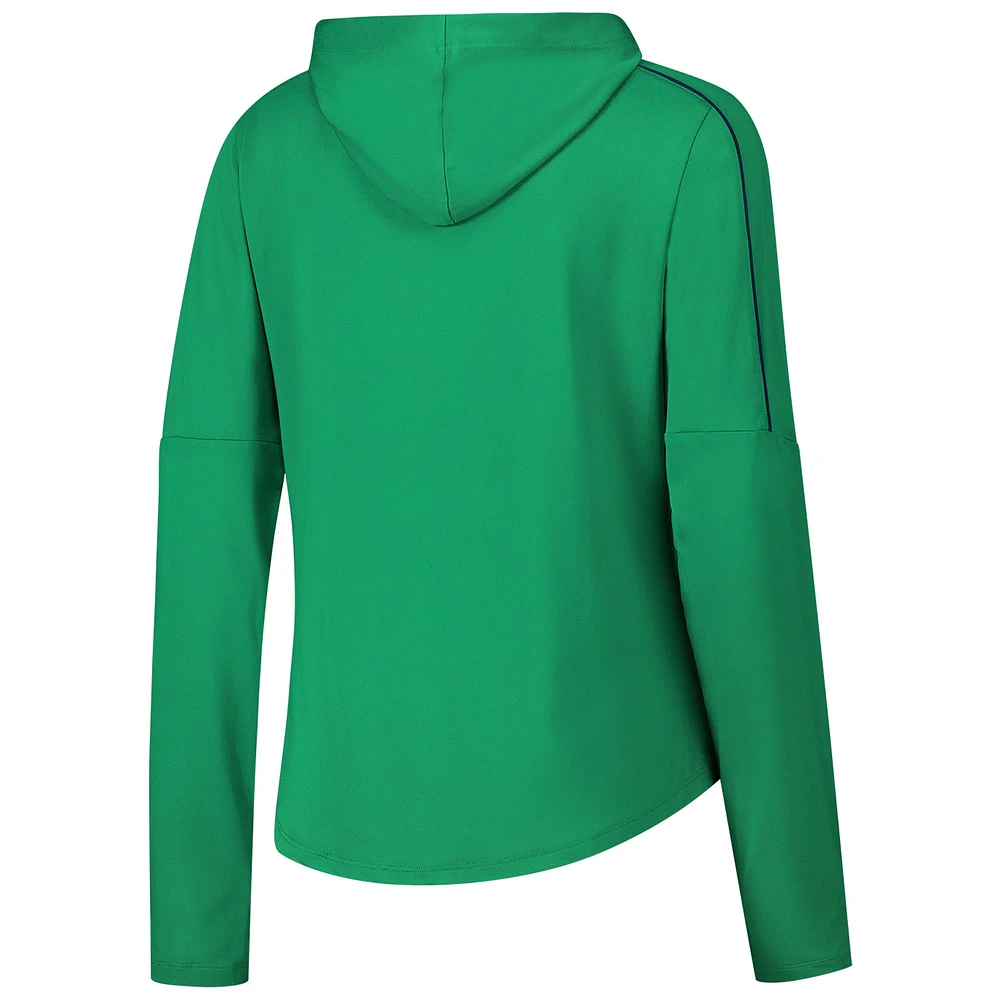 Women's Under Armour Green Notre Dame Fighting Irish Game Day Knockout Long Sleeve Hooded T-Shirt