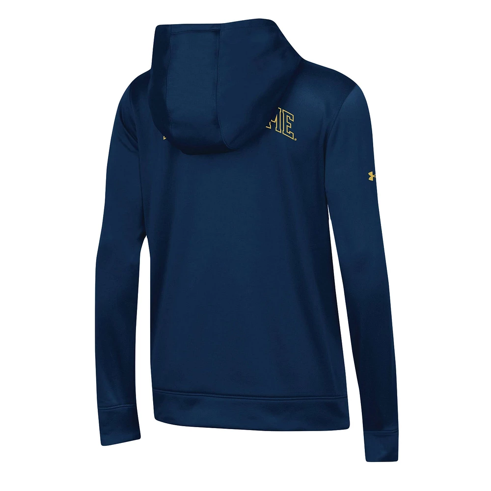 Women's Under Armour Navy Notre Dame Fighting Irish 2023 Sideline Performance Pullover Hoodie
