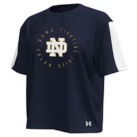Under Armour pour femme Bleu marine Notre Dame Fighting Irish Challenger Taille Longueur Boxy T-shirt surdimensionné