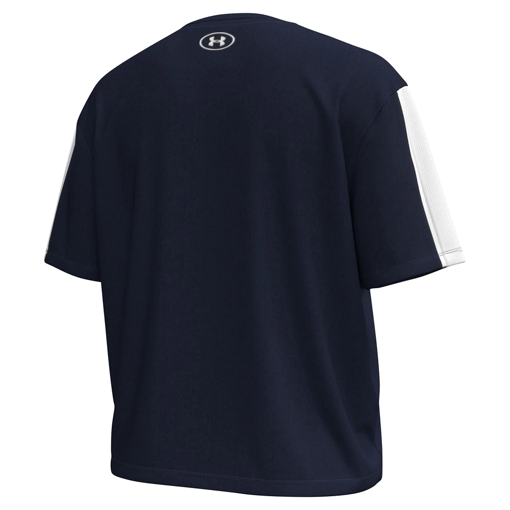 Under Armour pour femme Bleu marine Notre Dame Fighting Irish Challenger Taille Longueur Boxy T-shirt surdimensionné
