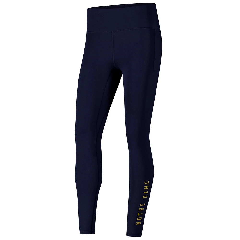 Women's Under Armour Navy Notre Dame Fighting Irish Meridian Luxe Performance Leggings