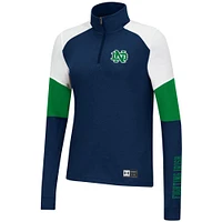 Women's Under Armour Navy Notre Dame Fighting Irish Sleeve Hit Raglan Quarter-Zip Jacket