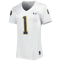 Women's Under Armour #1 White Notre Dame Fighting Irish Replica Football Jersey