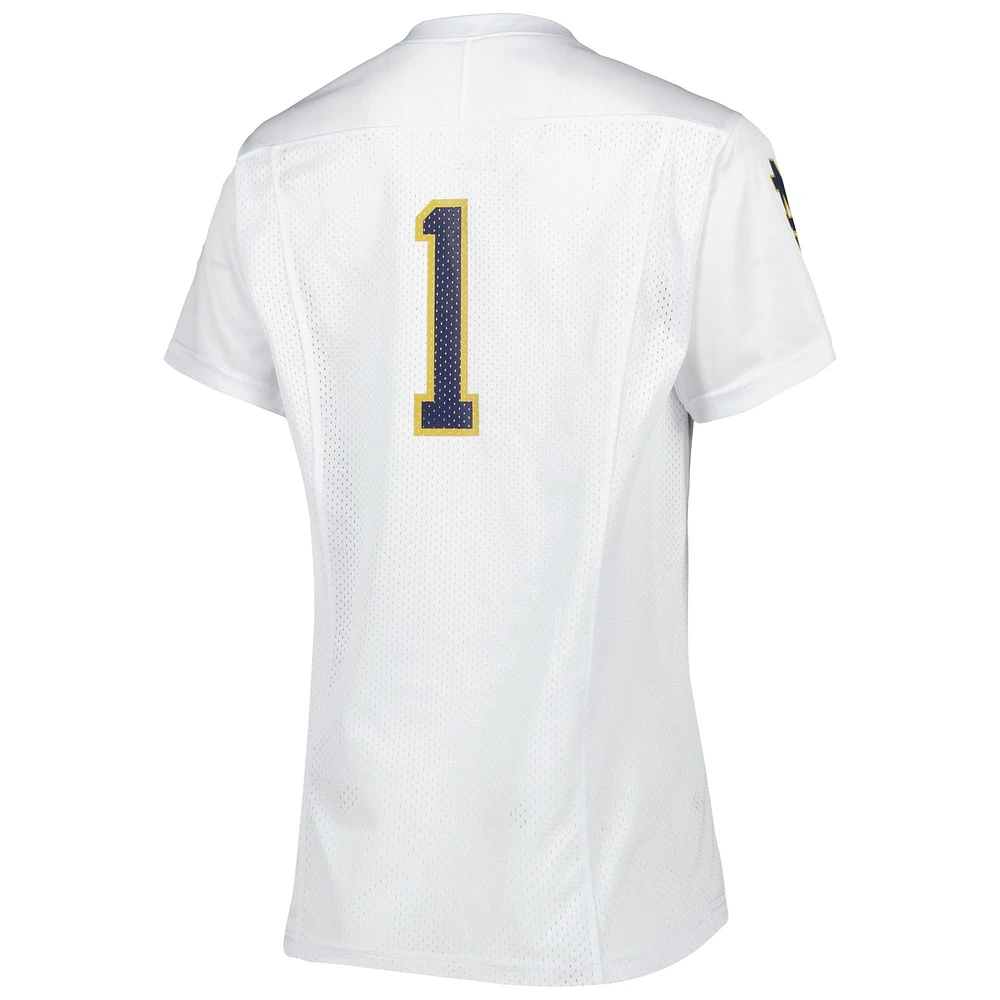 Women's Under Armour #1 White Notre Dame Fighting Irish Replica Football Jersey