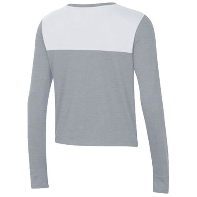 T-shirt court à manches longues Notre Dame Fighting Irish Vault blanc/gris Under Armour pour femme