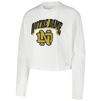 Women's Under Armour White Notre Dame Fighting Irish Inline All Day Tri-Blend Cropped Long Sleeve T-Shirt