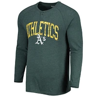 Men's Concepts Sport Green Athletics Inertia Raglan Long Sleeve Henley T-Shirt