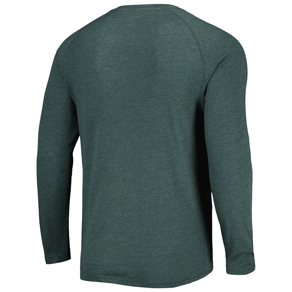 Men's Concepts Sport Green Athletics Inertia Raglan Long Sleeve Henley T-Shirt
