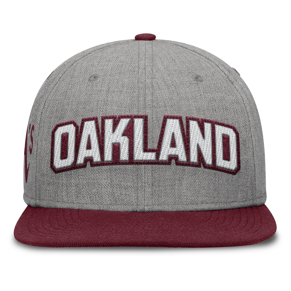 Men's Fanatics Gray/Maroon Oakland Athletics Elements Felt Chainstitch Snapback Hat