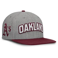 Men's Fanatics Gray/Maroon Oakland Athletics Elements Felt Chainstitch Snapback Hat