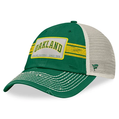 Casquette ajustable Oakland Athletics Heritage Stripe Trucker verte/naturelle pour homme Fanatics