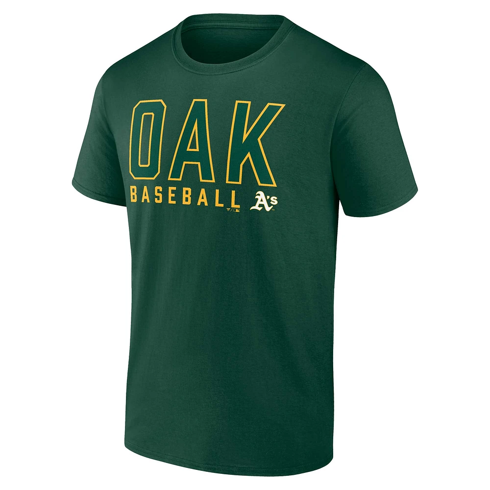 Ensemble de deux t-shirts Fanatics vert/blanc pour homme des Oakland Athletics