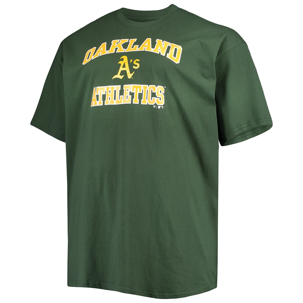 T-shirt Fanatics pour homme, vert, motif cœur grand et grand, Oakland Athletics