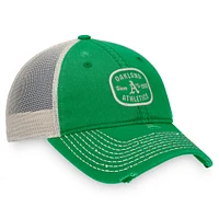Men's Fanatics Green Oakland Athletics Distressed Patch Trucker Adjustable Hat