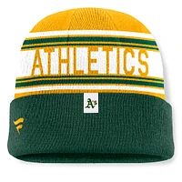 Men's Fanatics Green Oakland Athletics Fundamental Team Stripe Cuffed Knit Hat