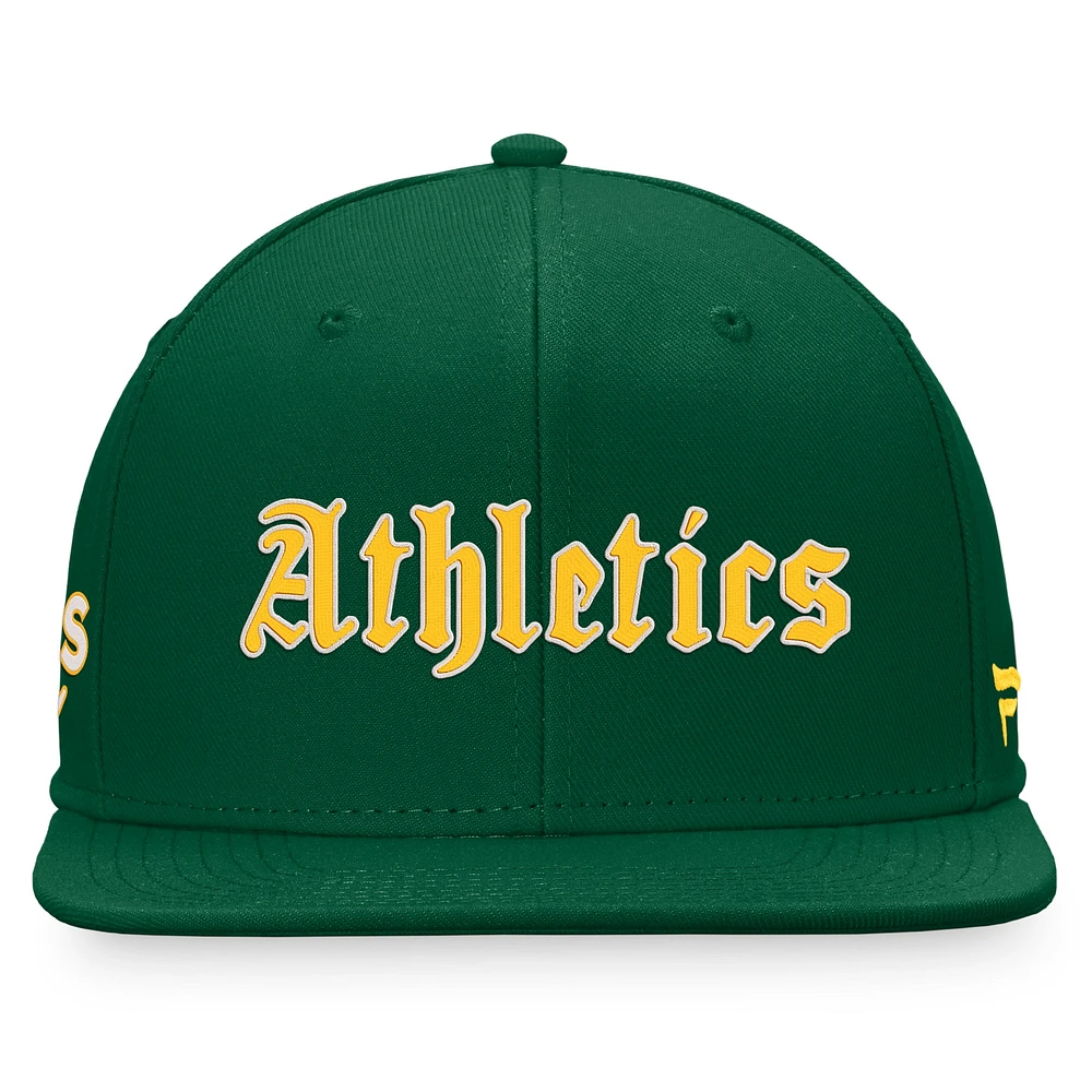 Casquette ajustée à inscription gothique verte Oakland Athletics Fanatics pour hommes