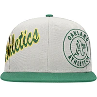 Men's Mitchell & Ness Gray/Green Oakland Athletics Knock Out Panel Snapback Hat
