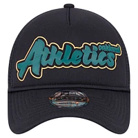 Men's New Era Black Oakland Athletics Retro Bold A-Frame Trucker 9FORTY Adjustable Hat